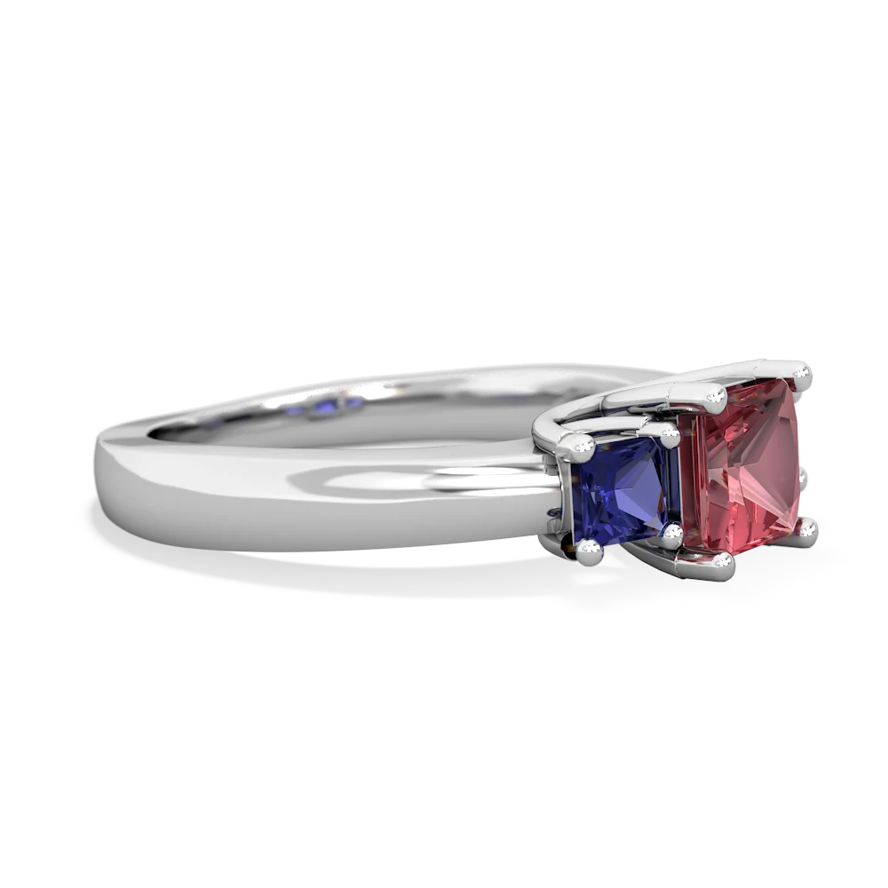 Pink Tourmaline Three Stone Trellis 14K White Gold ring R4015