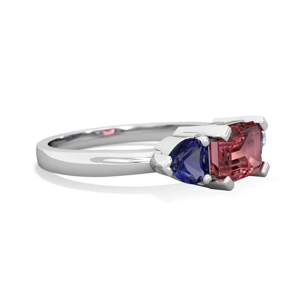 Pink Tourmaline Three Stone 14K White Gold ring R5235