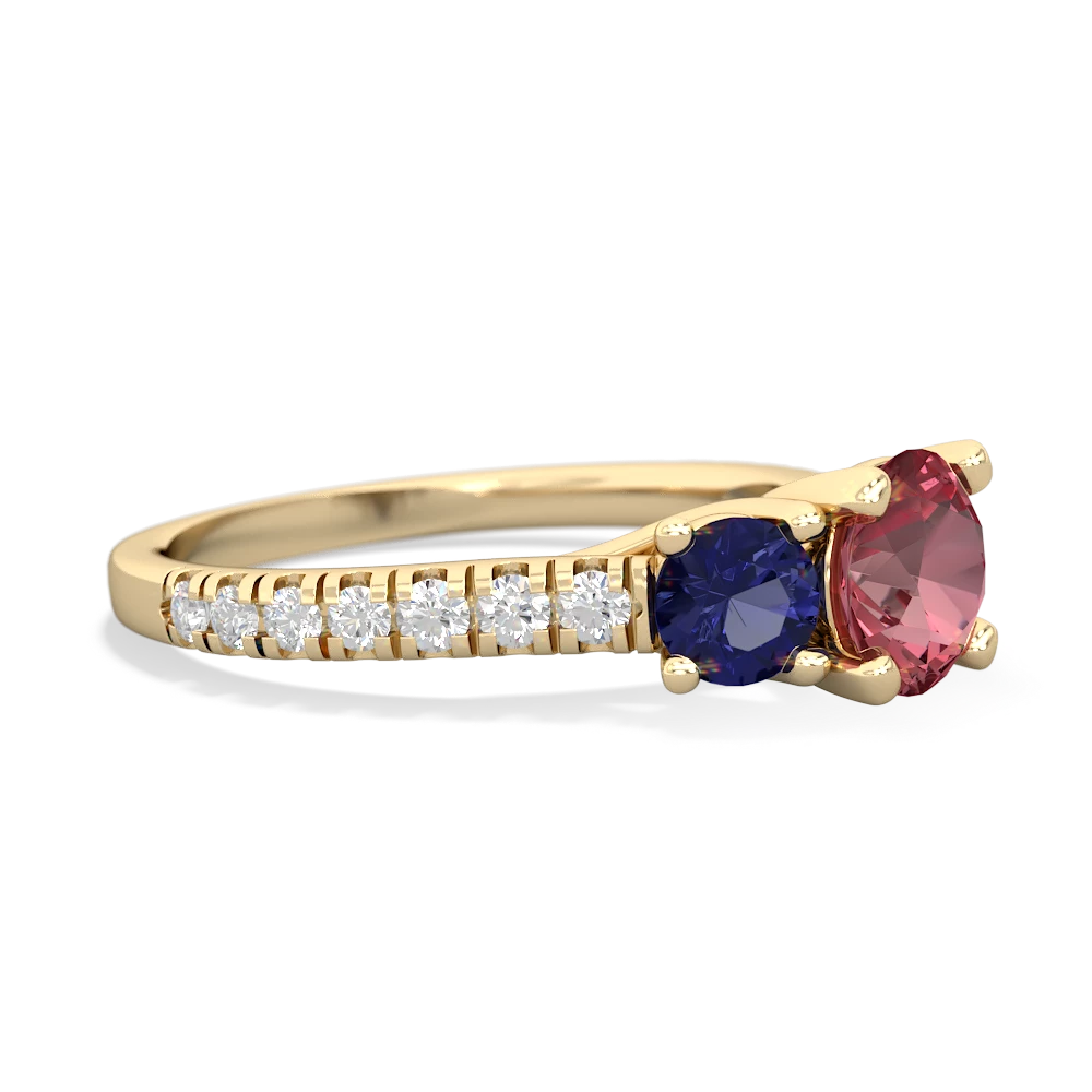 Pink Tourmaline Pave Trellis 14K Yellow Gold ring R5500