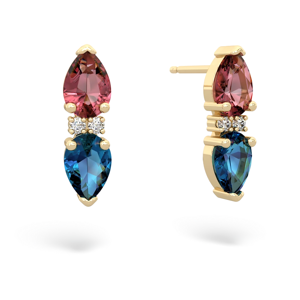 Pink Tourmaline Bowtie Drop 14K Yellow Gold earrings E0865