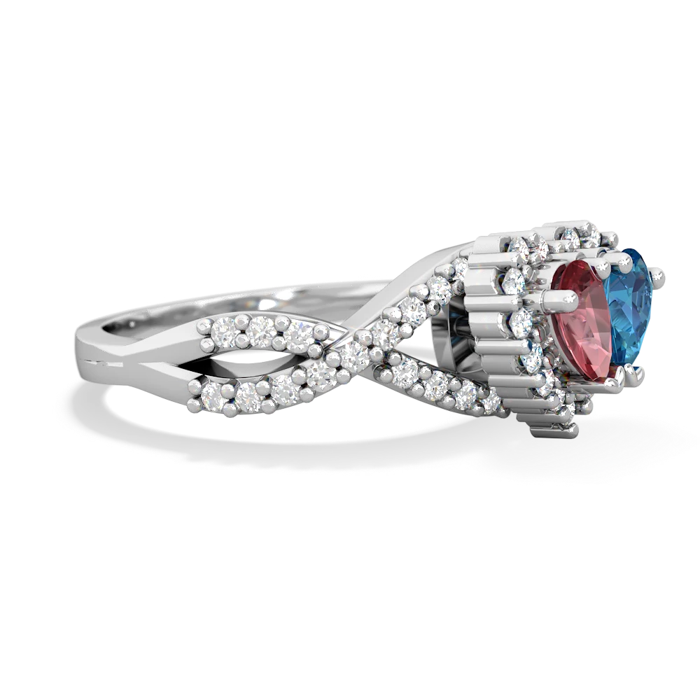 Pink Tourmaline Diamond Twist 'One Heart' 14K White Gold ring R2640HRT