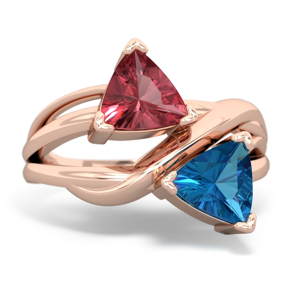 Pink Tourmaline Split Band Swirl 14K Rose Gold ring R2341