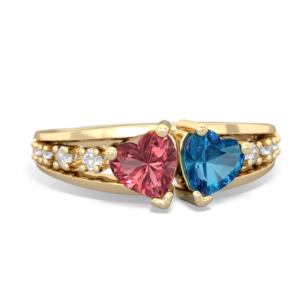 Pink Tourmaline Heart To Heart 14K Yellow Gold ring R3342