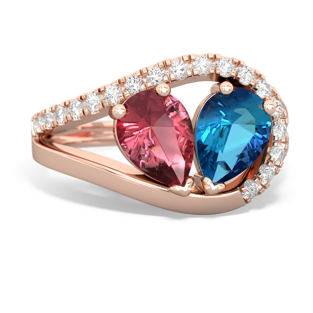 Pink Tourmaline Nestled Heart Keepsake 14K Rose Gold ring R5650