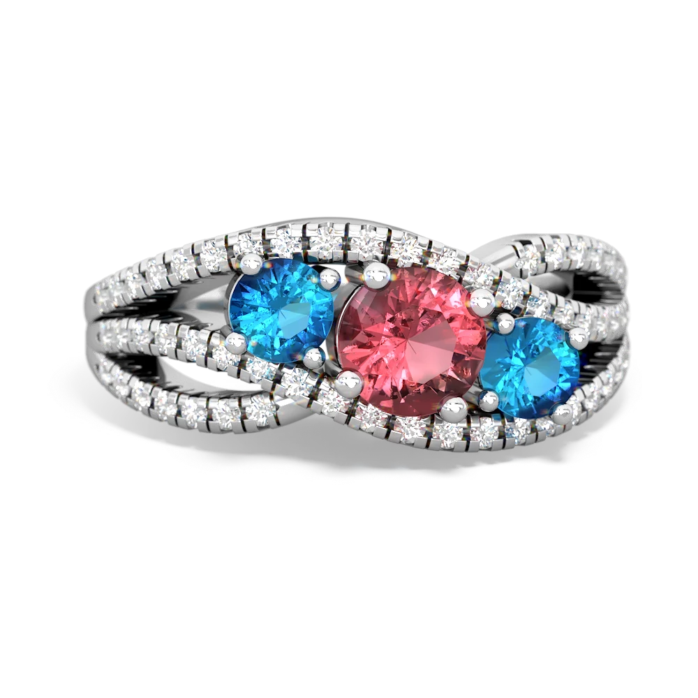 Pink Tourmaline Three Stone Aurora 14K White Gold ring R3080