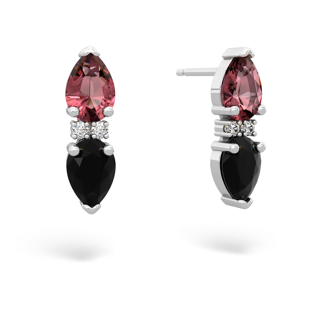 Pink Tourmaline Bowtie Drop 14K White Gold earrings E0865