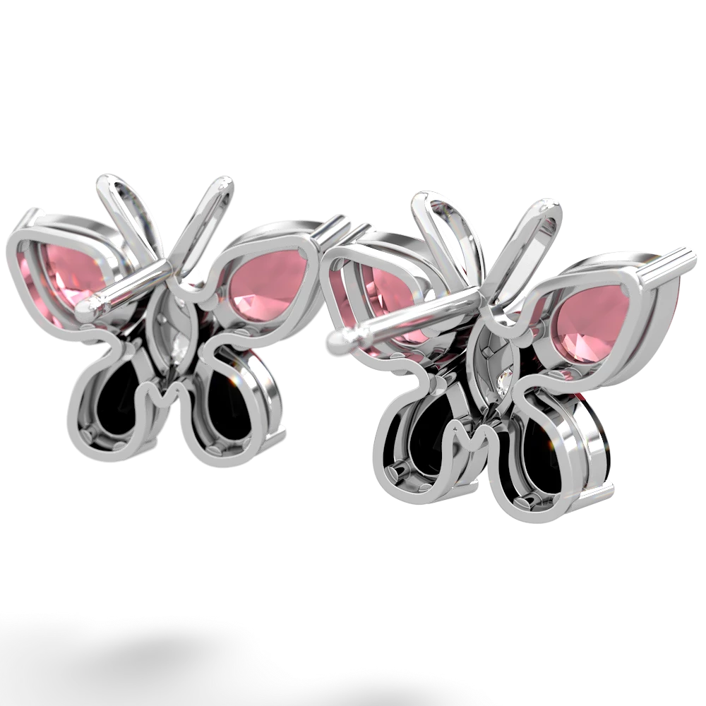 Pink Tourmaline Butterfly 14K White Gold earrings E2215