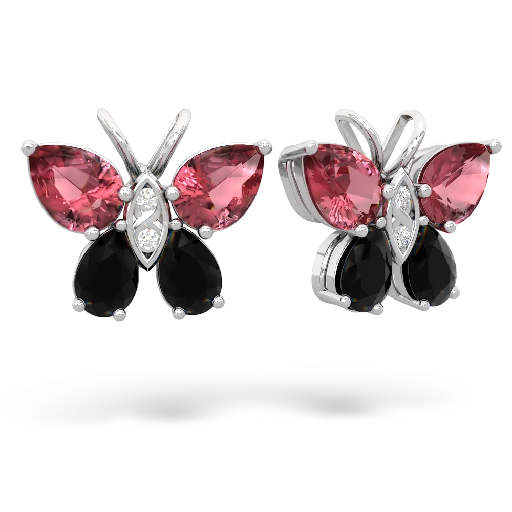 Pink Tourmaline Butterfly 14K White Gold earrings E2215