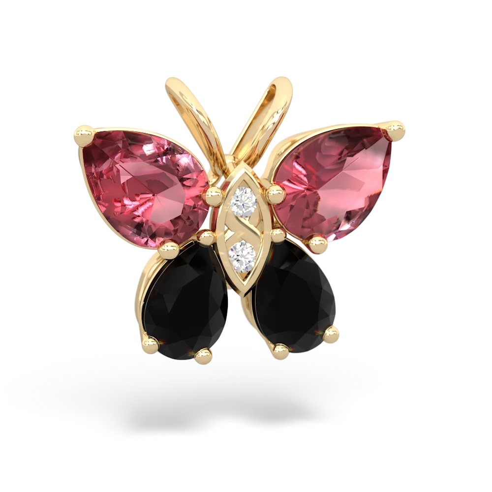 Pink Tourmaline Butterfly 14K Yellow Gold pendant P2215