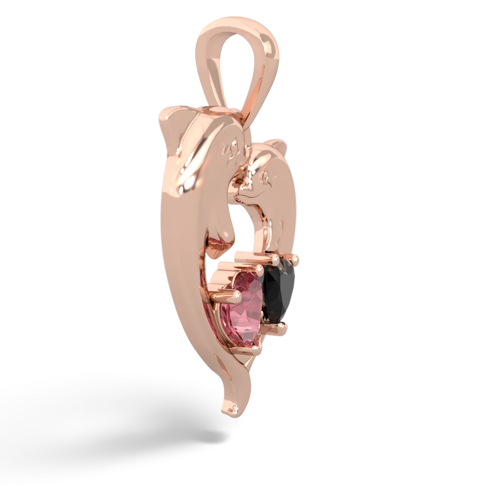 Pink Tourmaline Dolphin Heart 14K Rose Gold pendant P5820