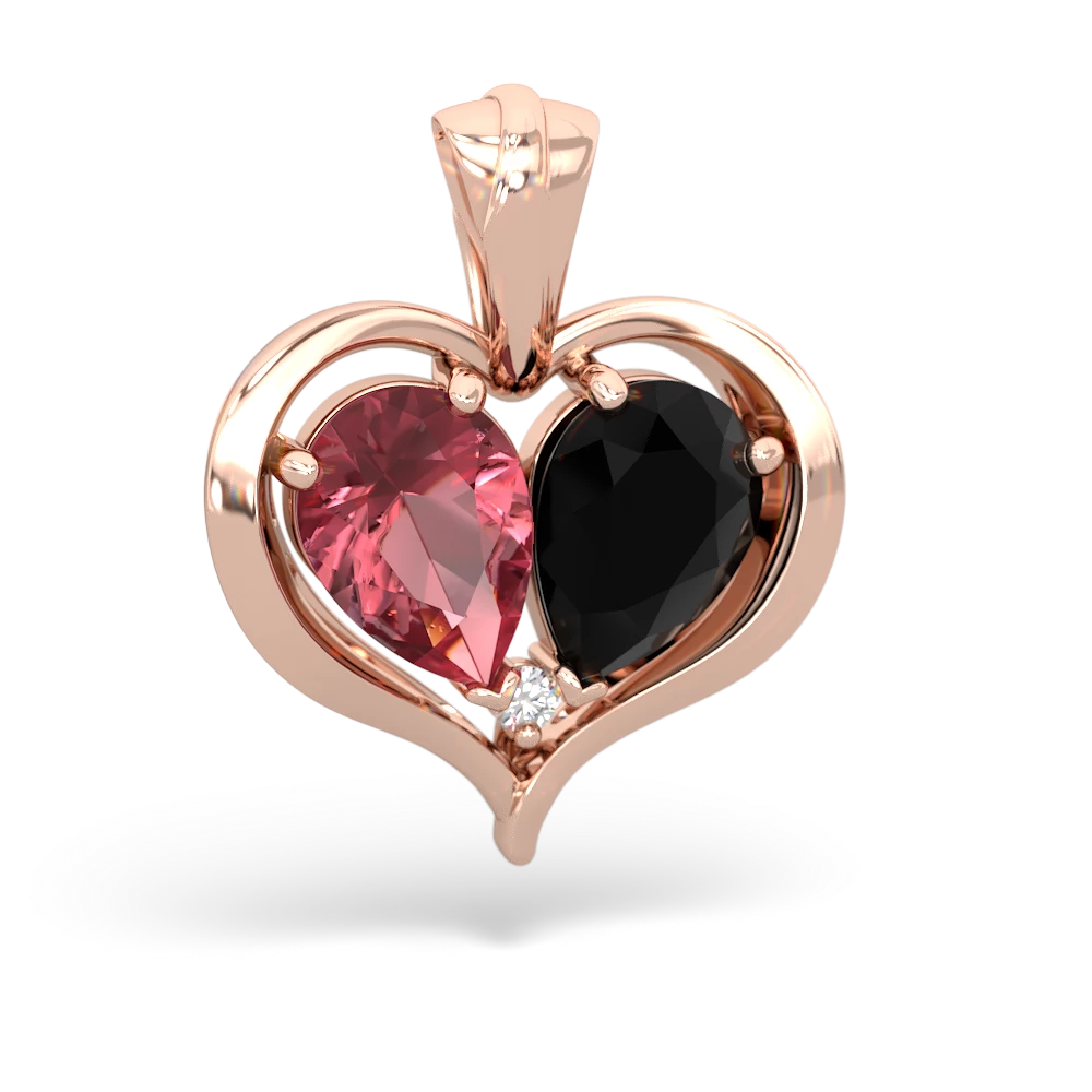 Pink Tourmaline Two Become One 14K Rose Gold pendant P5330