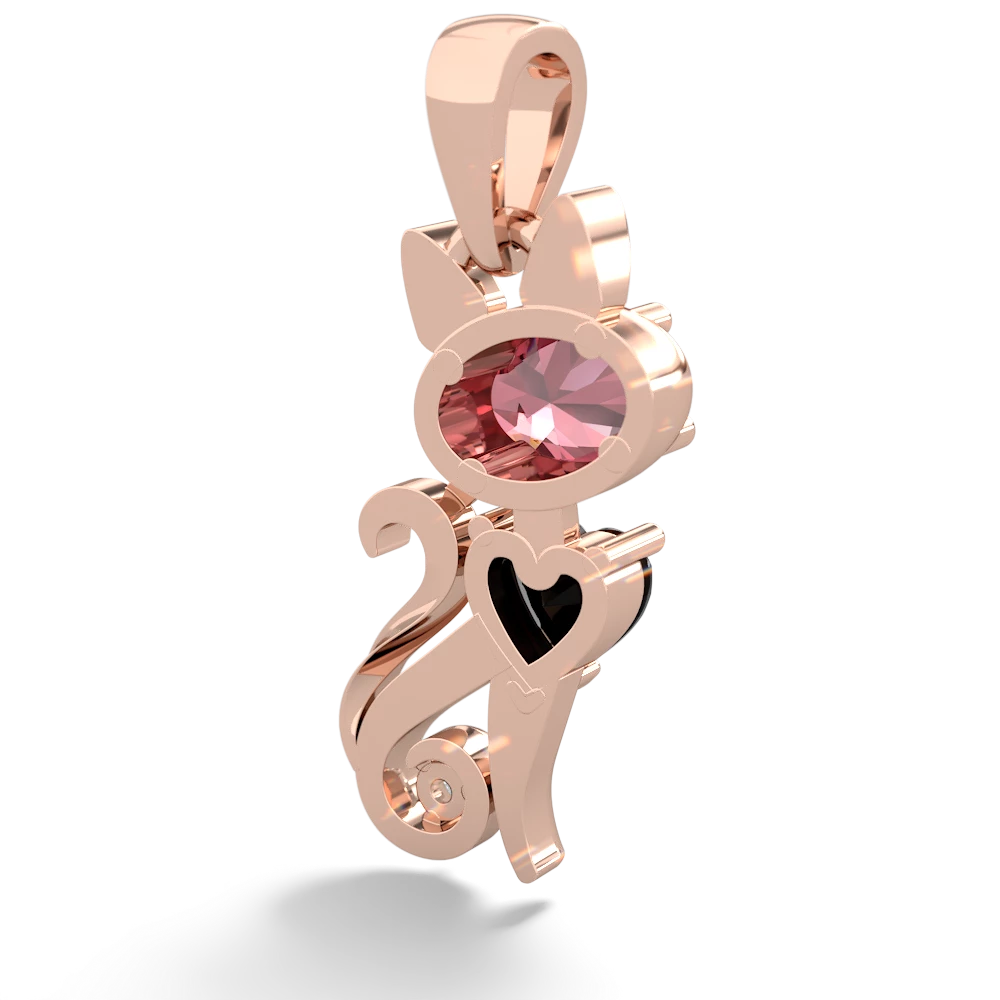 Pink Tourmaline Kitten 14K Rose Gold pendant P5780