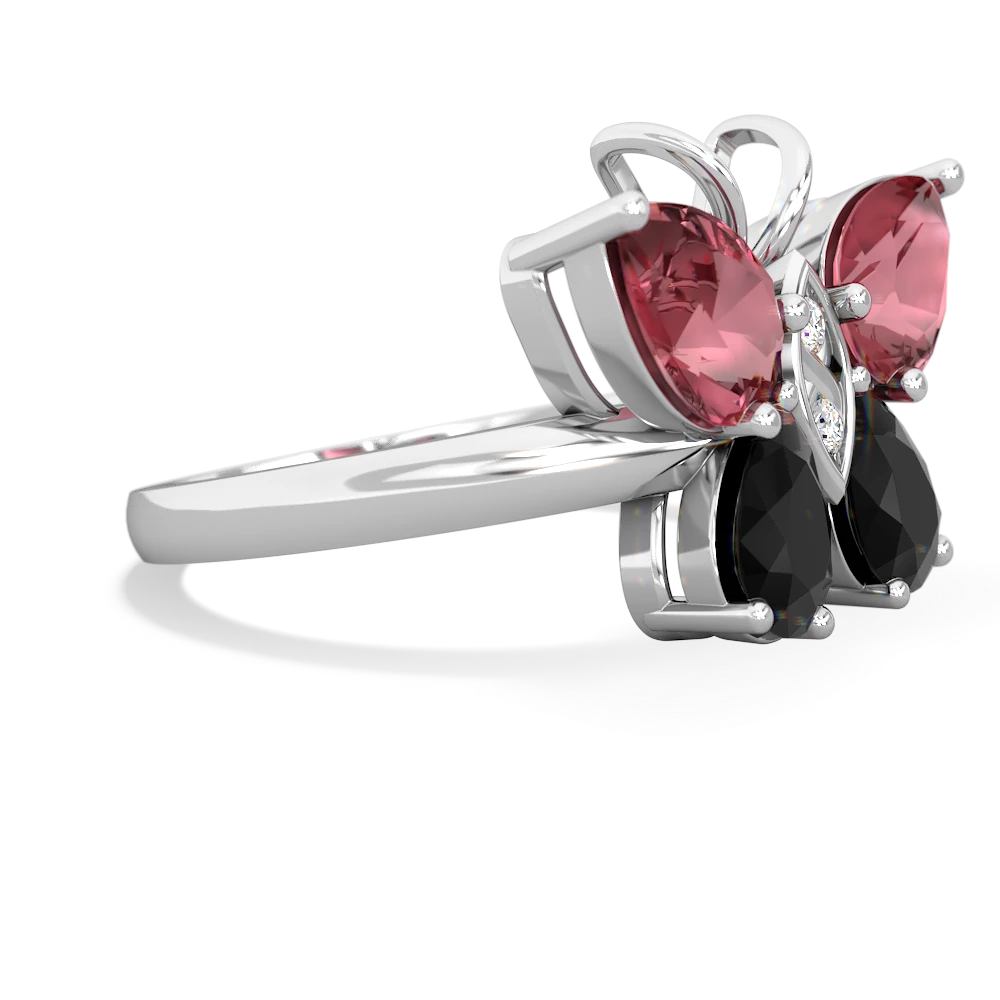 Pink Tourmaline Butterfly 14K White Gold ring R2215