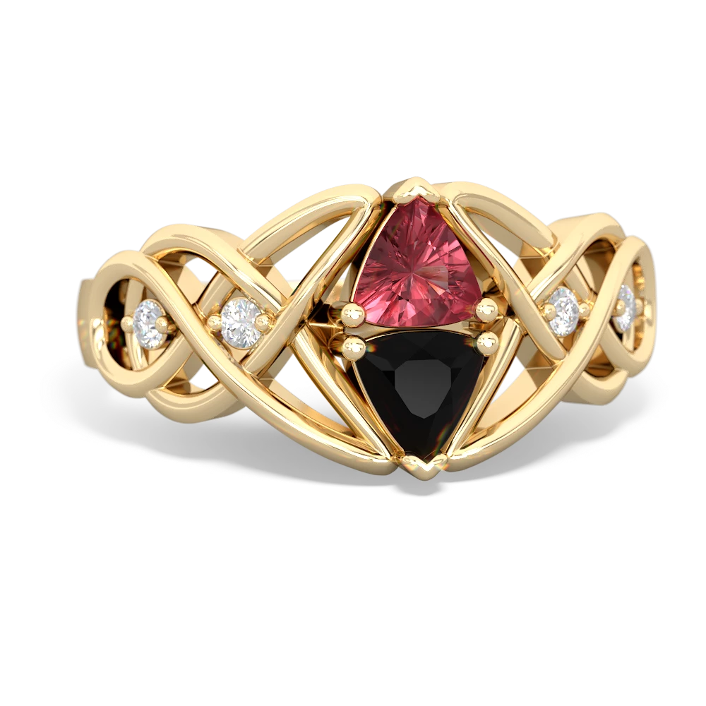 Pink Tourmaline Keepsake Celtic Knot 14K Yellow Gold ring R5300