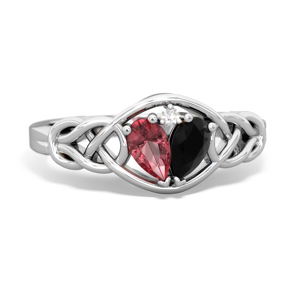 Pink Tourmaline Celtic Love Knot 14K White Gold ring R5420