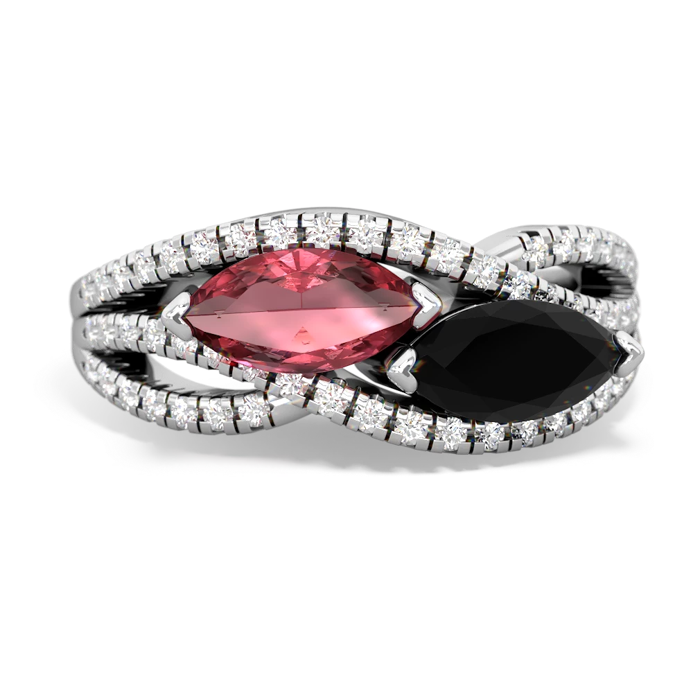 Pink Tourmaline Diamond Rivers 14K White Gold ring R3070