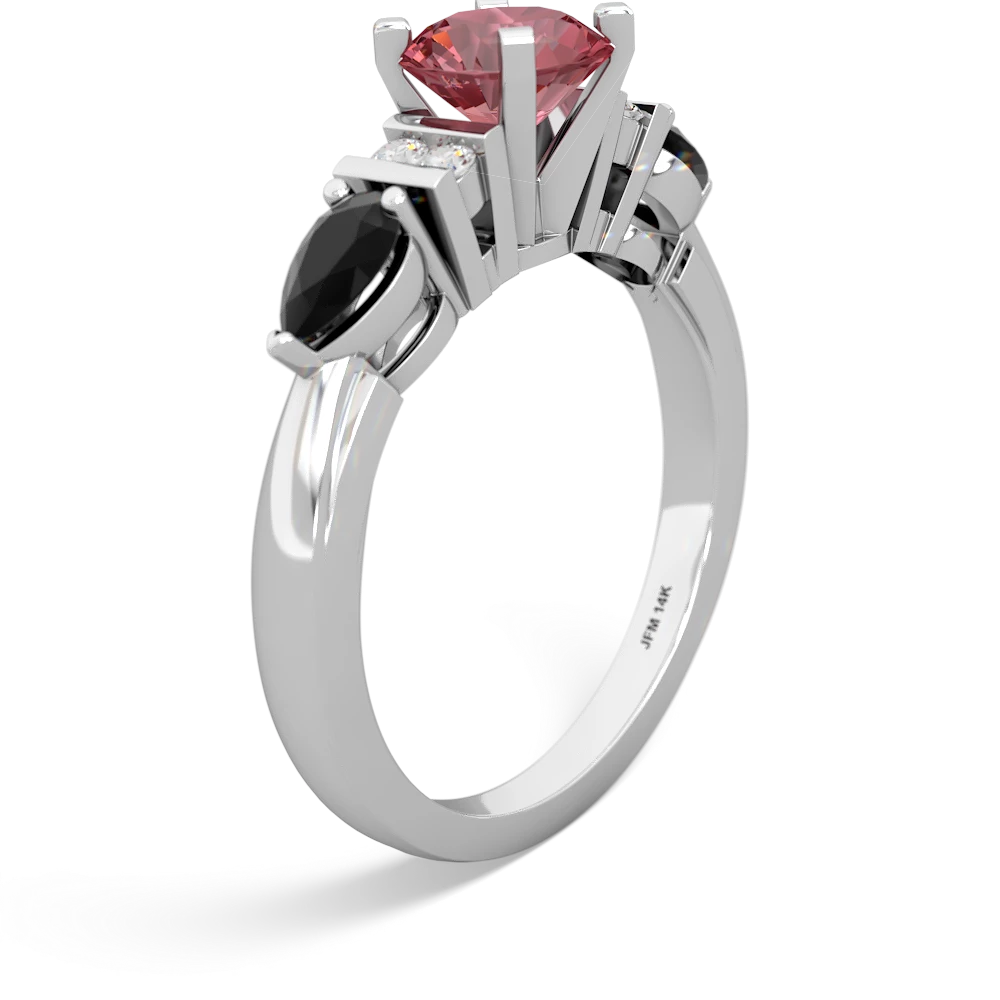 Pink Tourmaline 6Mm Round Eternal Embrace Engagement 14K White Gold ring R2005