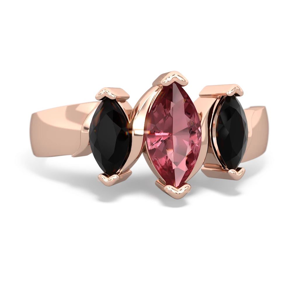 Pink Tourmaline Three Peeks 14K Rose Gold ring R2433