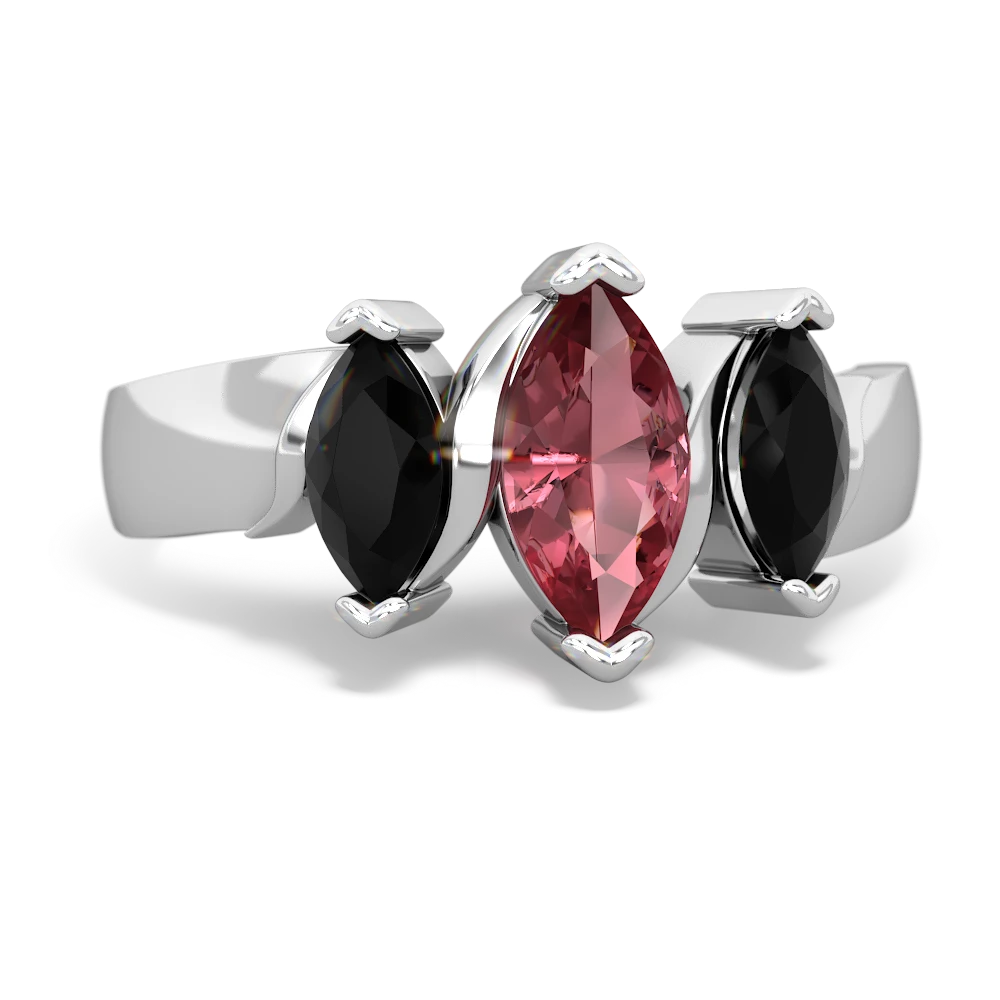 Pink Tourmaline Three Peeks 14K White Gold ring R2433