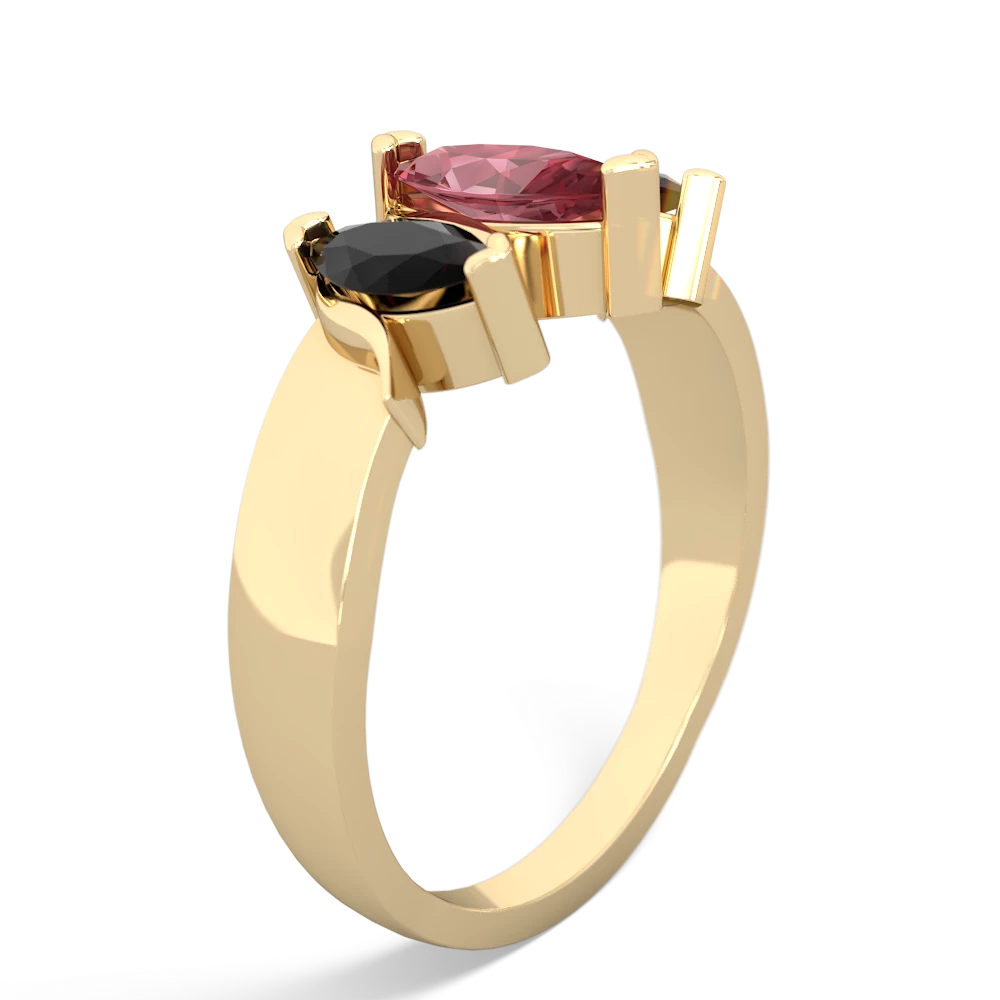 Pink Tourmaline Three Peeks 14K Yellow Gold ring R2433