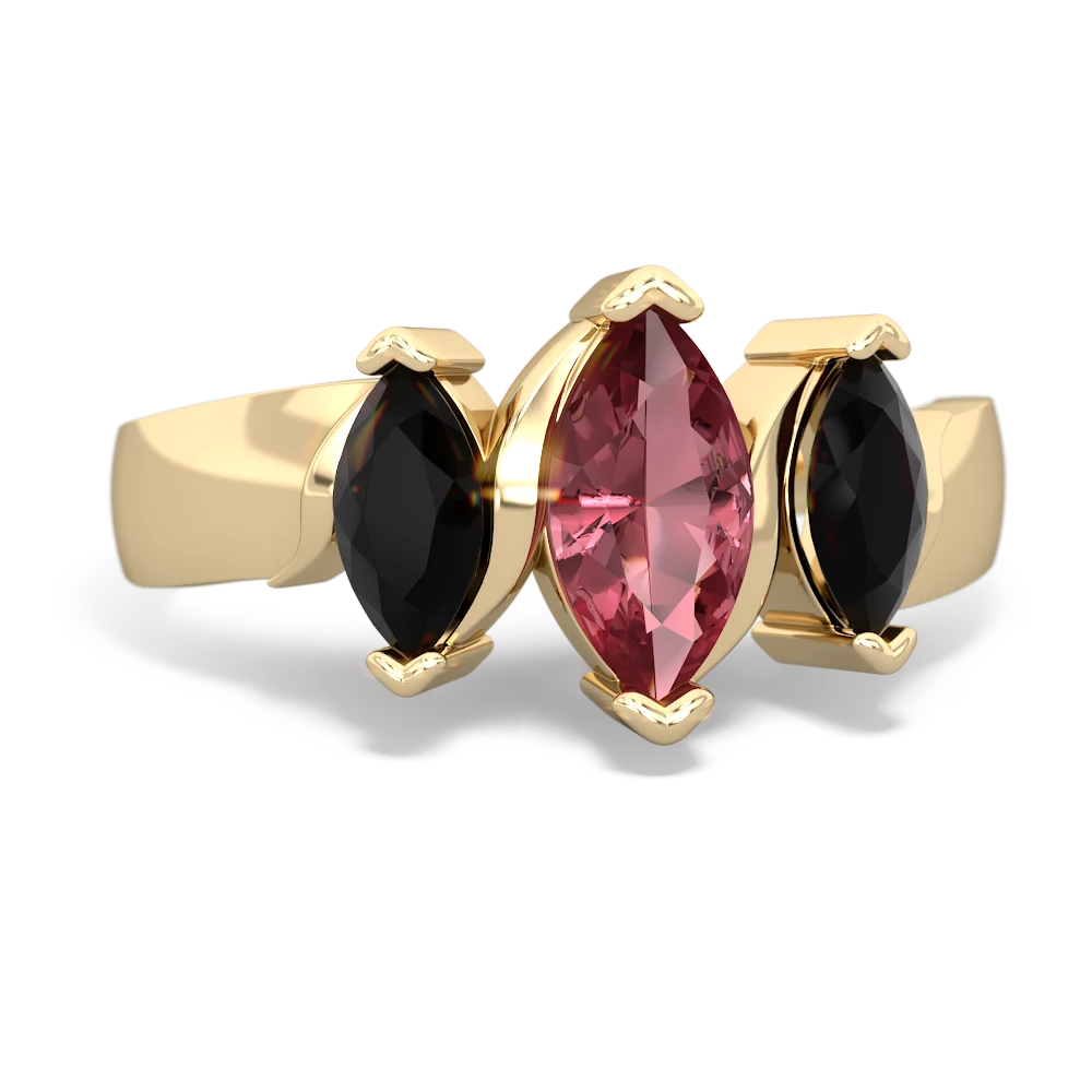 Pink Tourmaline Three Peeks 14K Yellow Gold ring R2433