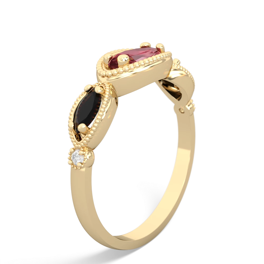 Pink Tourmaline Milgrain Marquise 14K Yellow Gold ring R5700