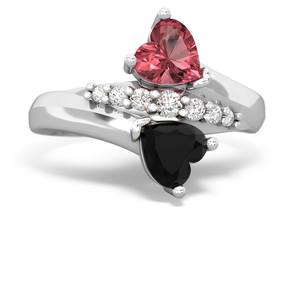 Pink Tourmaline Heart To Heart 14K White Gold ring R2064