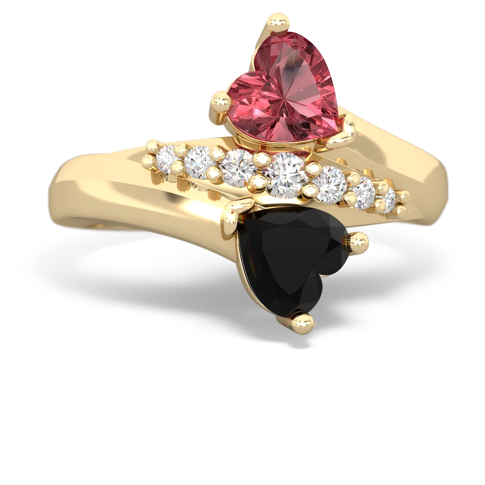 Pink Tourmaline Heart To Heart 14K Yellow Gold ring R2064