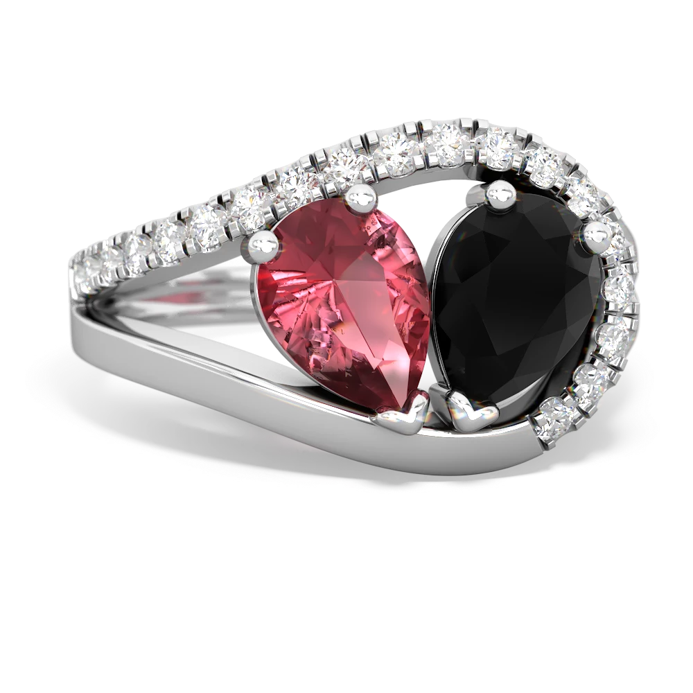 Pink Tourmaline Nestled Heart Keepsake 14K White Gold ring R5650