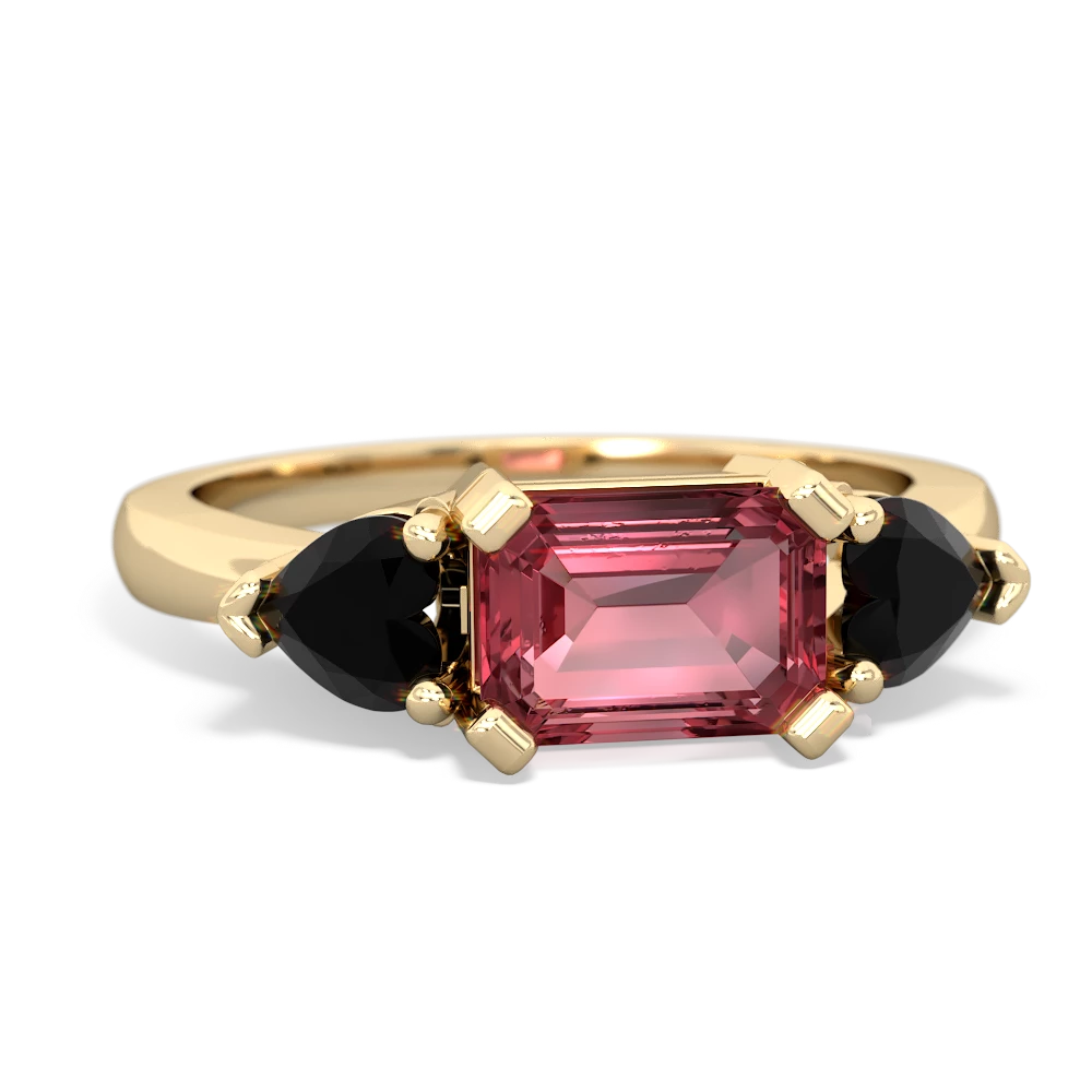 Pink Tourmaline Three Stone 14K Yellow Gold ring R5235