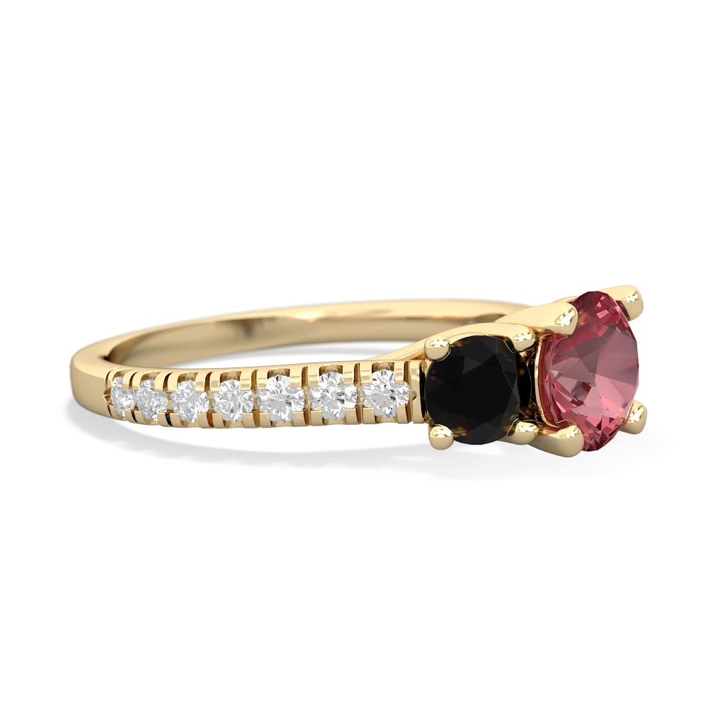 Pink Tourmaline Pave Trellis 14K Yellow Gold ring R5500