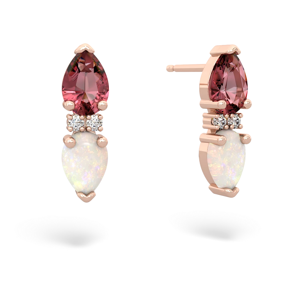 Pink Tourmaline Bowtie Drop 14K Rose Gold earrings E0865