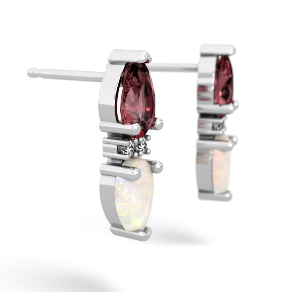 Pink Tourmaline Bowtie Drop 14K White Gold earrings E0865