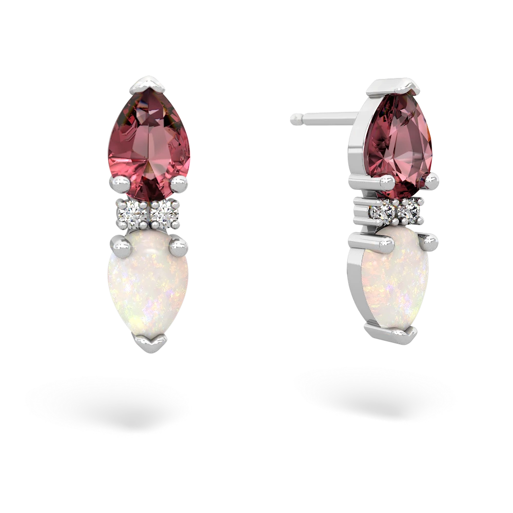 Pink Tourmaline Bowtie Drop 14K White Gold earrings E0865