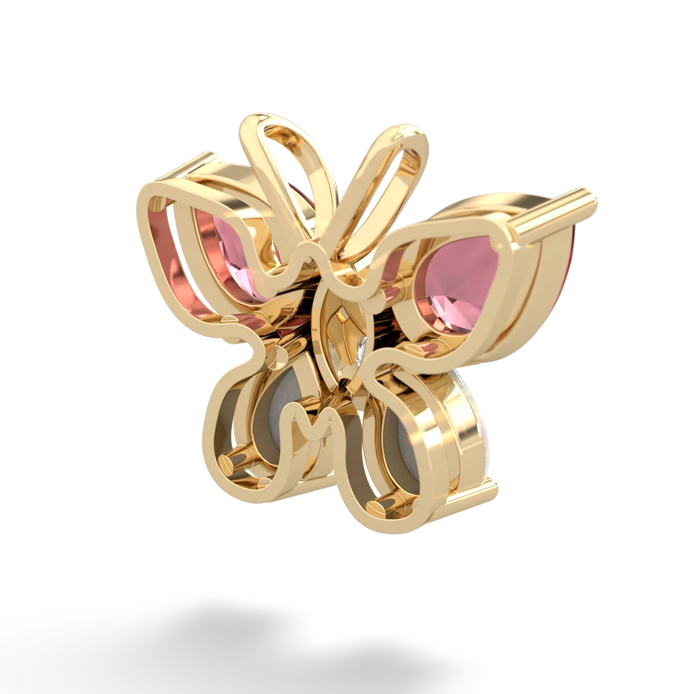 Pink Tourmaline Butterfly 14K Yellow Gold pendant P2215