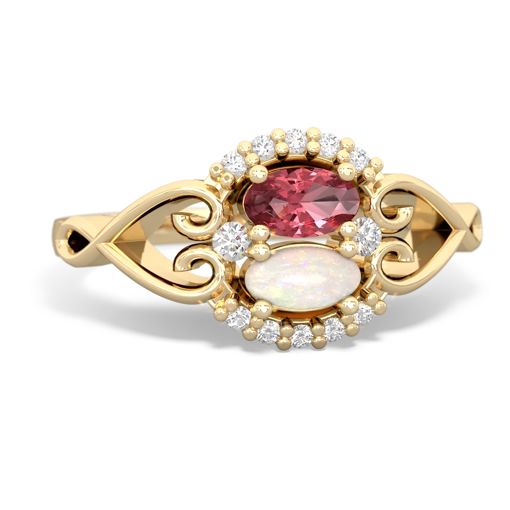 Pink Tourmaline Love Nest 14K Yellow Gold ring R5860