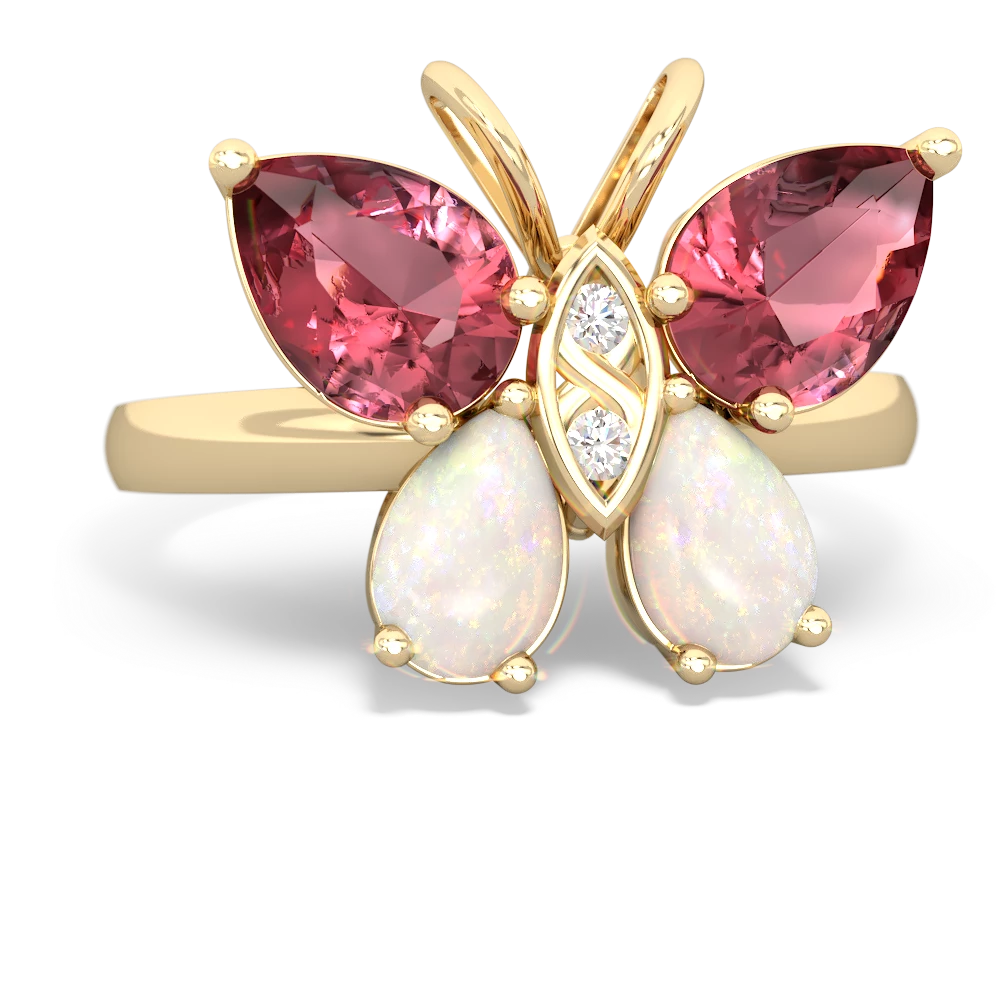 Pink Tourmaline Butterfly 14K Yellow Gold ring R2215