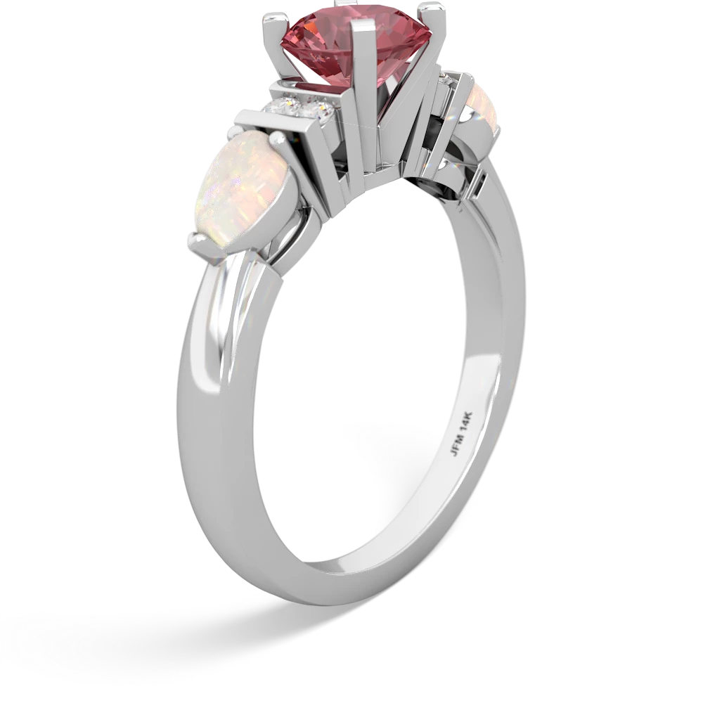 Pink Tourmaline 6Mm Round Eternal Embrace Engagement 14K White Gold ring R2005