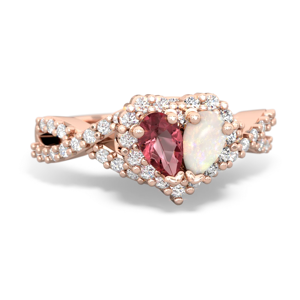 Pink Tourmaline Diamond Twist 'One Heart' 14K Rose Gold ring R2640HRT