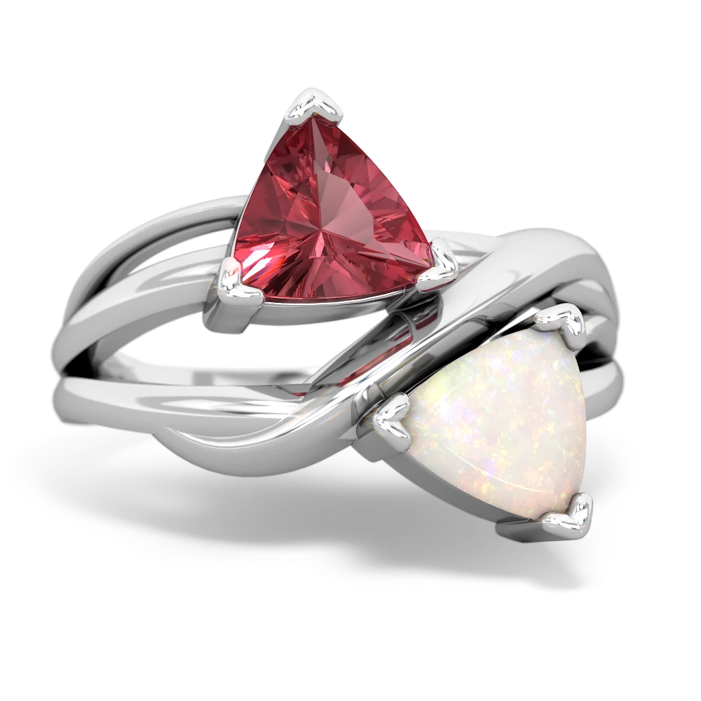 Pink Tourmaline Split Band Swirl 14K White Gold ring R2341