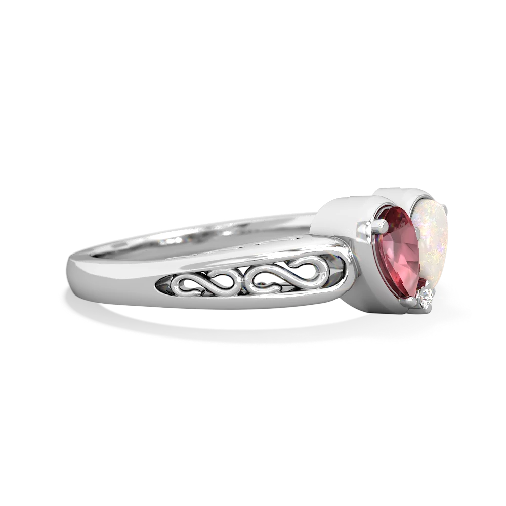 Pink Tourmaline Filligree 'One Heart' 14K White Gold ring R5070