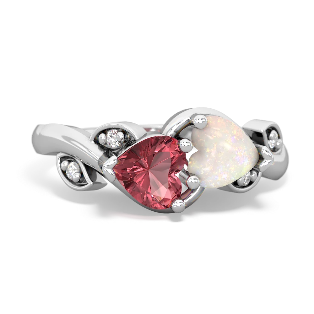 Pink Tourmaline Floral Elegance 14K White Gold ring R5790