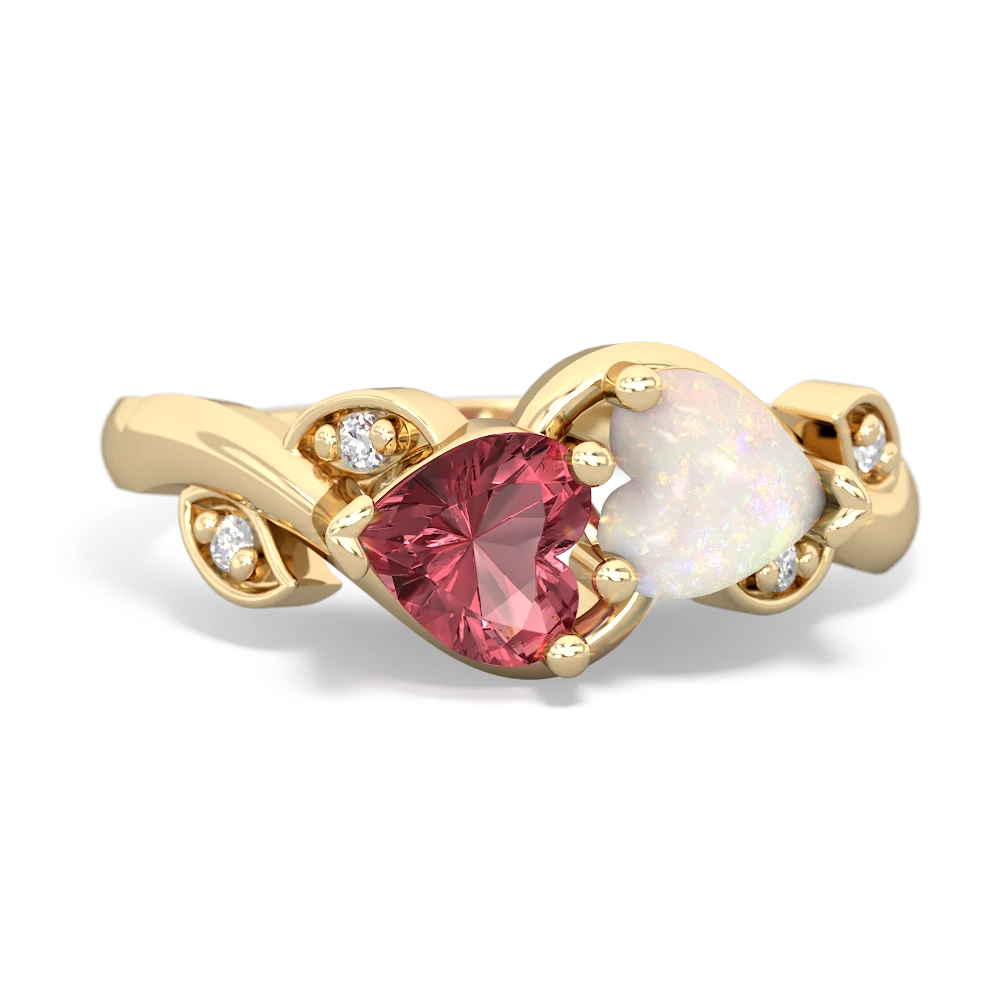 Pink Tourmaline Floral Elegance 14K Yellow Gold ring R5790