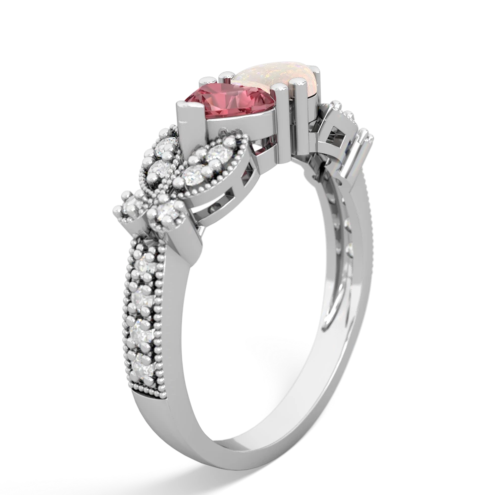 Pink Tourmaline Diamond Butterflies 14K White Gold ring R5601