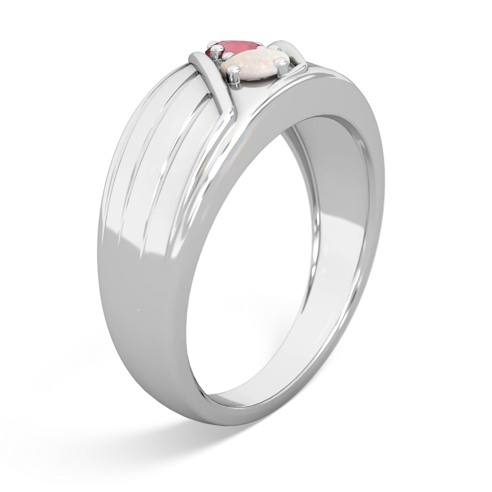 Pink Tourmaline Men's Streamline 14K White Gold ring R0460