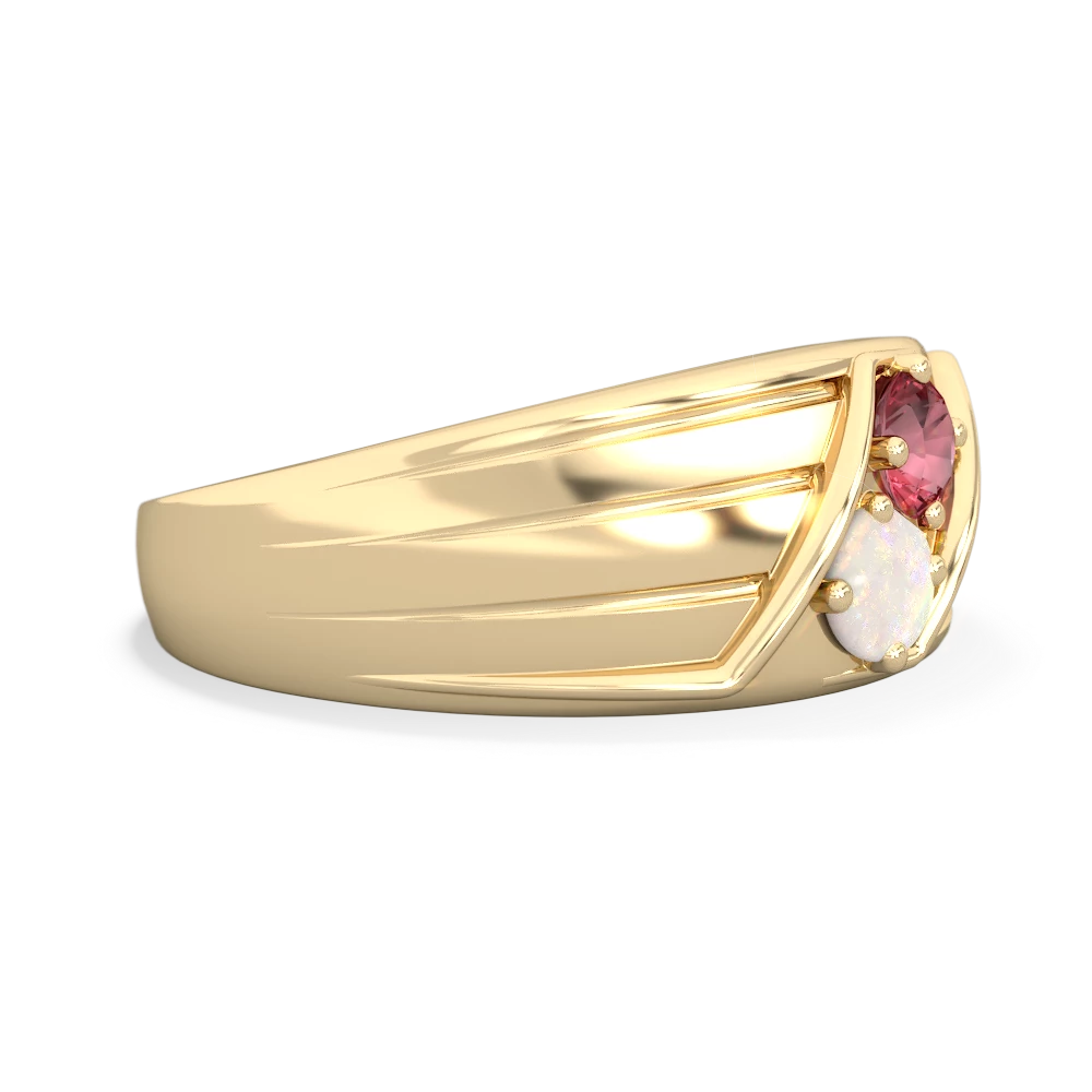 Pink Tourmaline Men's Streamline 14K Yellow Gold ring R0460