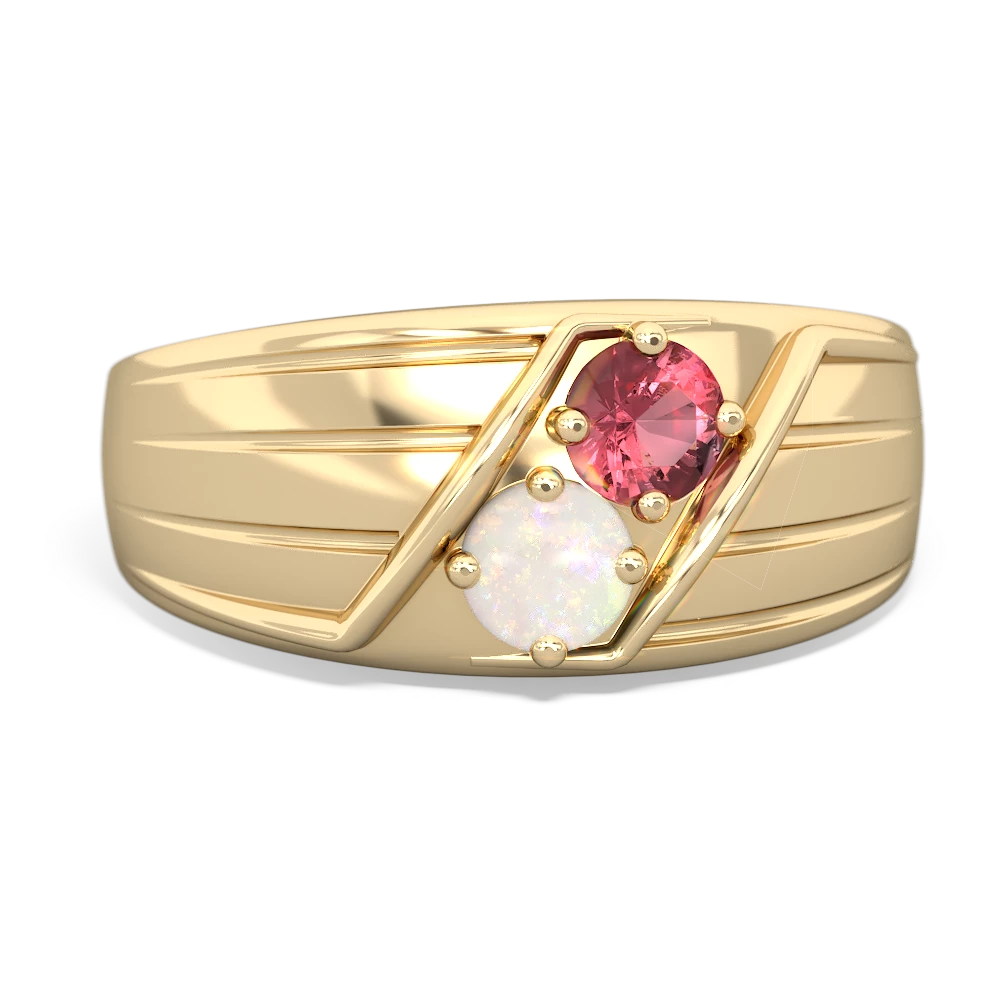 Pink Tourmaline Men's Streamline 14K Yellow Gold ring R0460