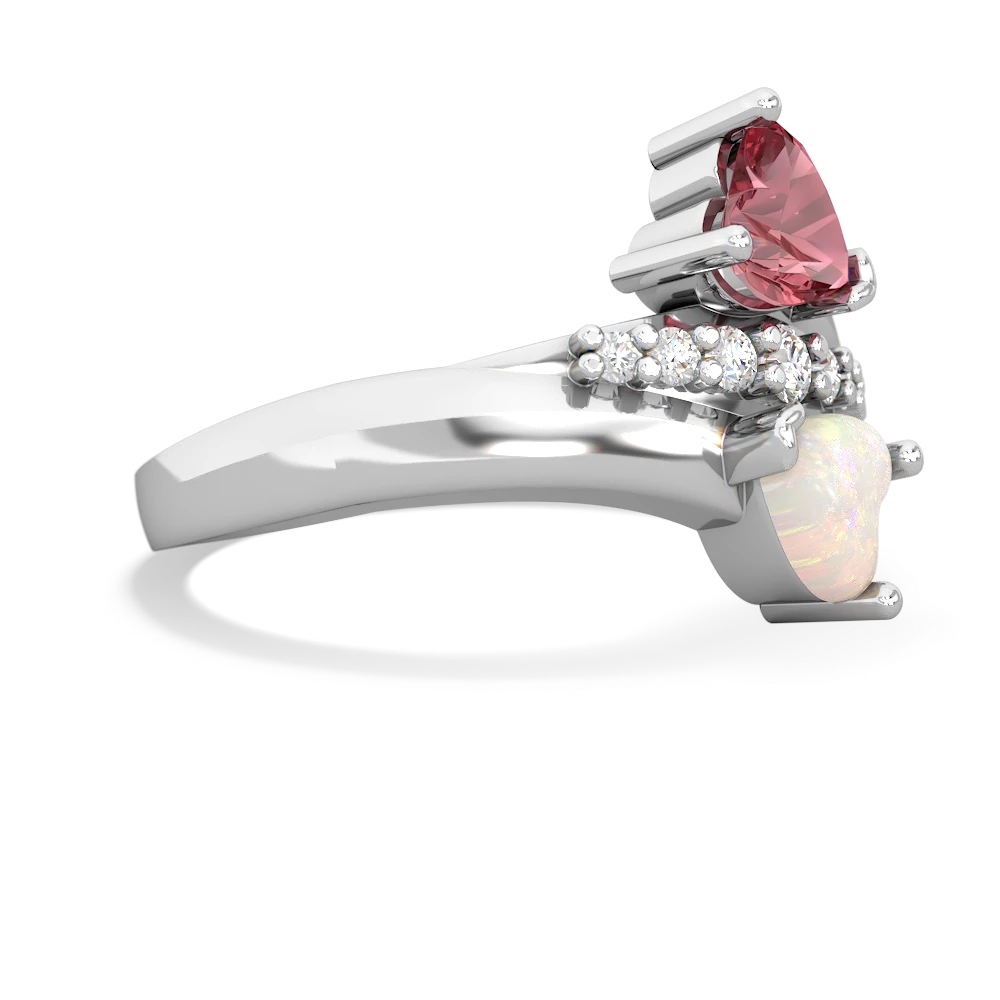 Pink Tourmaline Heart To Heart 14K White Gold ring R2064