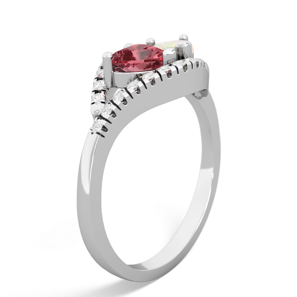 Pink Tourmaline Mother And Child 14K White Gold ring R3010