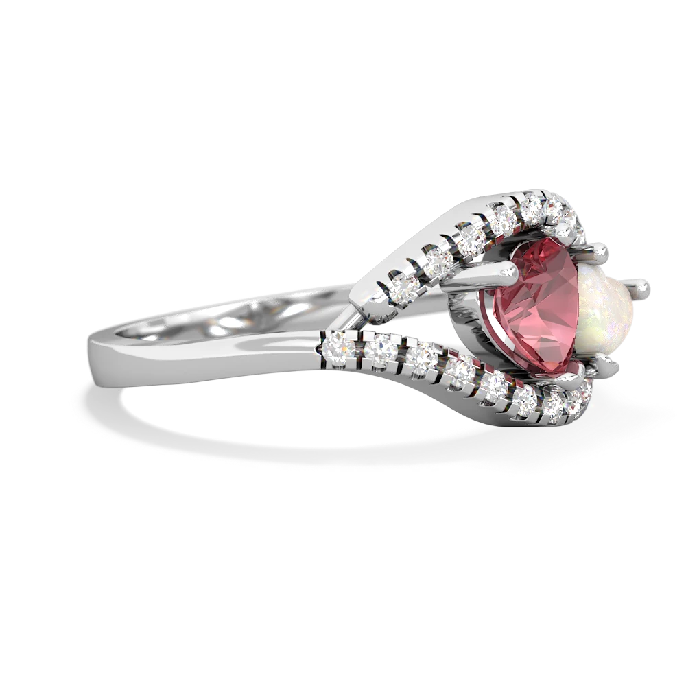 Pink Tourmaline Mother And Child 14K White Gold ring R3010